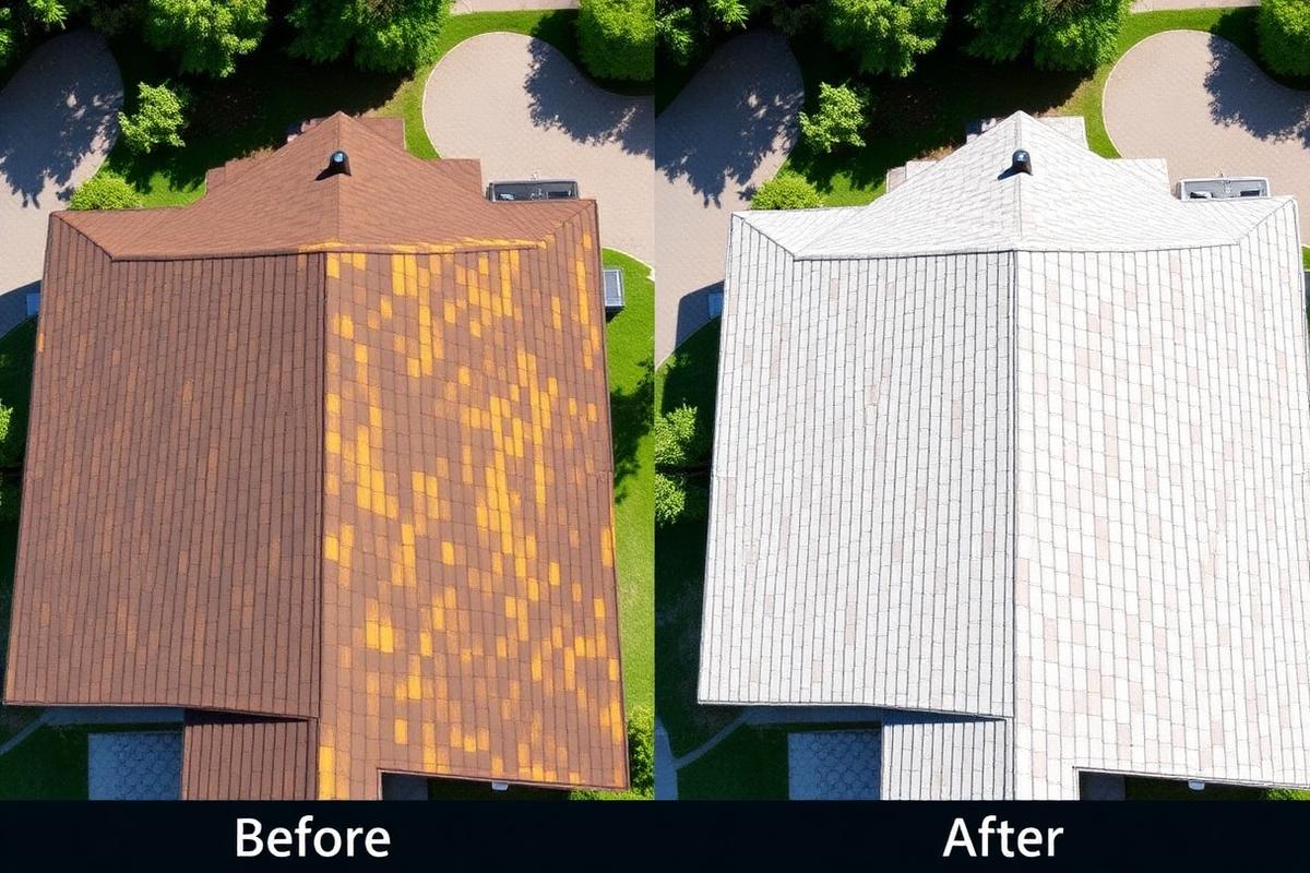 Algae-Streaked Roof → Clean Shingles